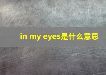 in my eyes是什么意思